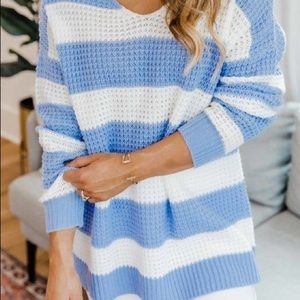 Blue and white sweater